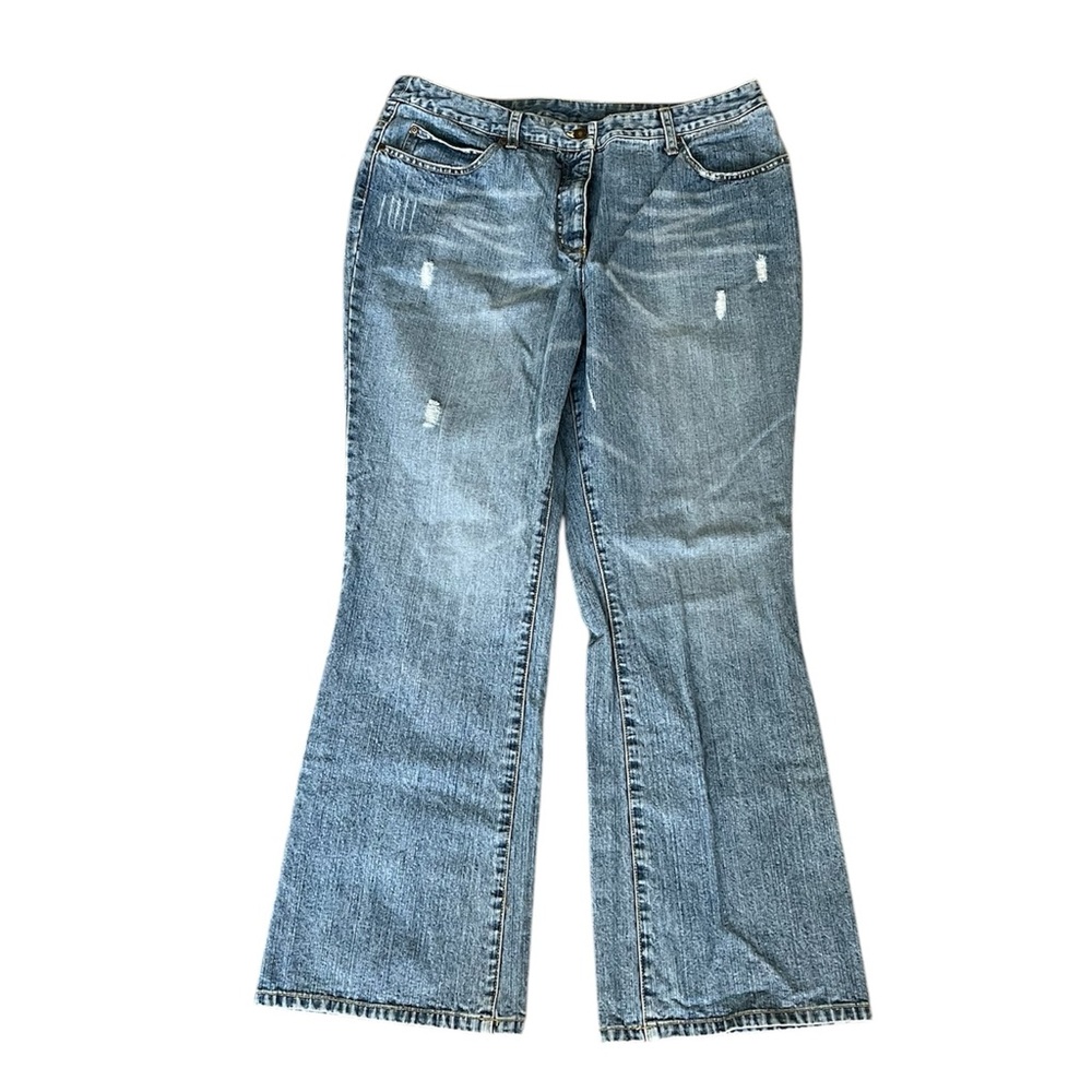 Jeanology Collection Kicker Boot Cut Slightly Distressed Blue Jeans Size 18